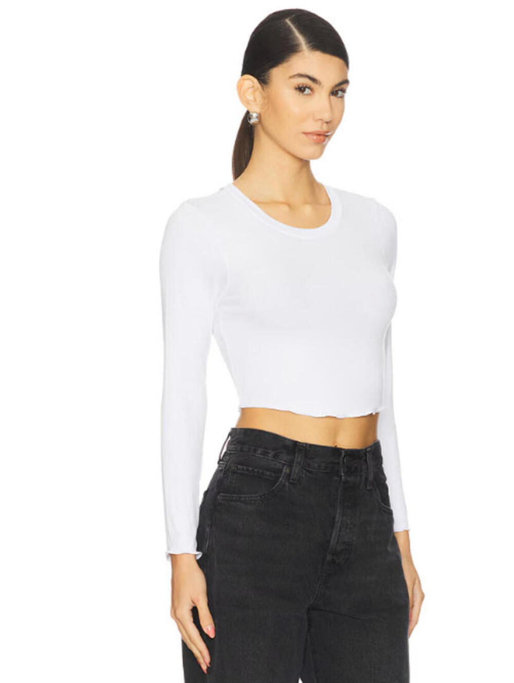 LNA Clothing Arya Cropped Long Sleeve Top white size XS NWT $82msrp